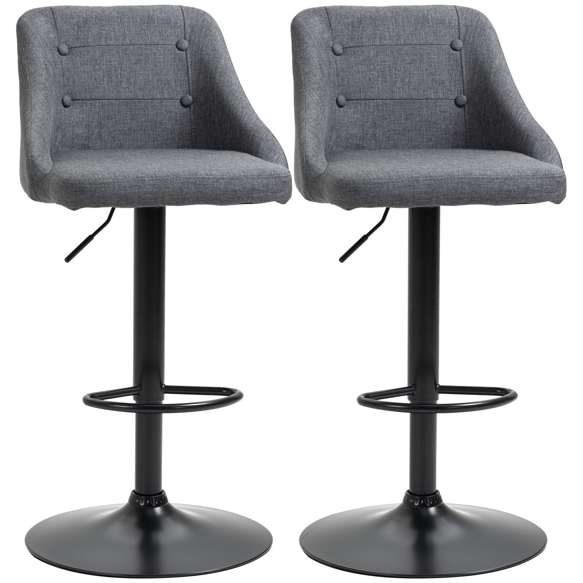 Modern Swivel Bar Stools Set of Adjustable Height Bar Chairs Footrest